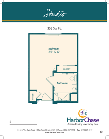 Floorplan of HarborChase of Plainfield, Assisted Living, Plainfield, IL 8