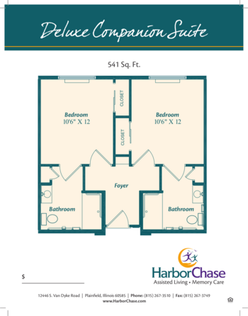 Floorplan of HarborChase of Plainfield, Assisted Living, Plainfield, IL 9