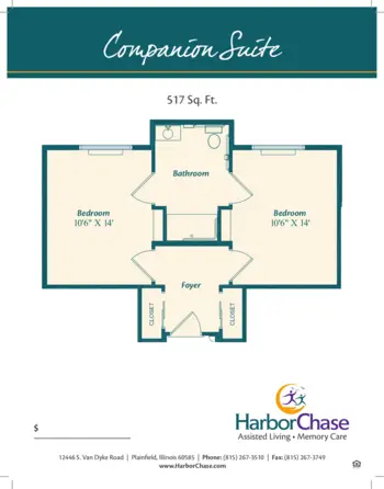 Floorplan of HarborChase of Plainfield, Assisted Living, Plainfield, IL 10