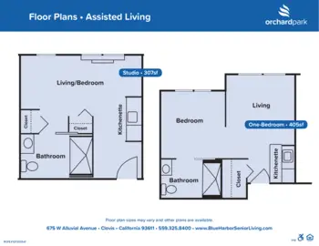 Floorplan of Orchard Park, Assisted Living, Clovis, CA 1