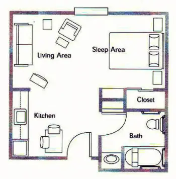 Floorplan of Oakmont Estate, Assisted Living, Mansura, LA 1