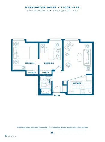 Floorplan of Washington Oakes, Assisted Living, Everett, WA 5