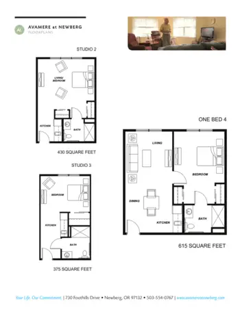 Floorplan of Avamere at Newberg, Assisted Living, Newberg, OR 1