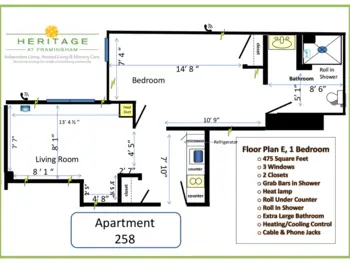 Floorplan of Mary Ann Morse at Heritage, Assisted Living, Framingham, MA 1
