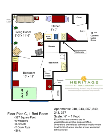 Floorplan of Mary Ann Morse at Heritage, Assisted Living, Framingham, MA 8