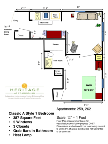 Floorplan of Mary Ann Morse at Heritage, Assisted Living, Framingham, MA 11