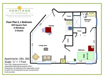 Floorplan of Mary Ann Morse at Heritage, Assisted Living, Framingham, MA 13
