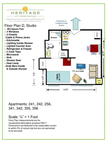 Floorplan of Mary Ann Morse at Heritage, Assisted Living, Framingham, MA 14