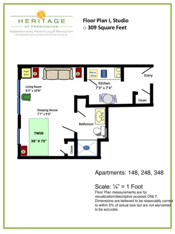 Floorplan of Mary Ann Morse at Heritage, Assisted Living, Framingham, MA 19