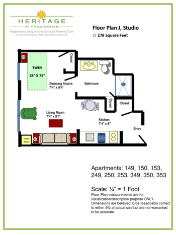 Floorplan of Mary Ann Morse at Heritage, Assisted Living, Framingham, MA 20