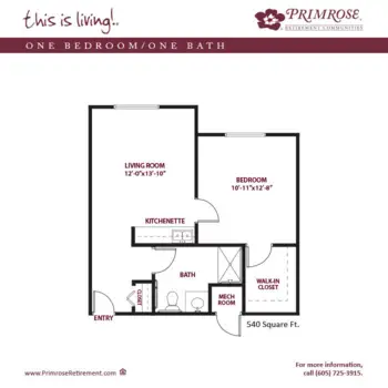 Floorplan of Primrose Place, Assisted Living, Aberdeen, SD 7