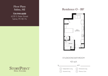 Floorplan of StoryPoint Ann Arbor, Assisted Living, Saline, MI 11