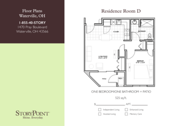 Floorplan of StoryPoint Waterville, Assisted Living, Waterville, OH 1