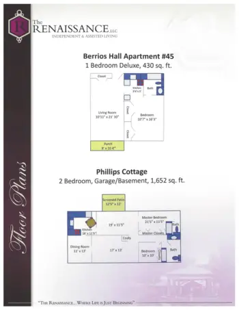 Floorplan of The Renaissance, Assisted Living, Due West, SC 4