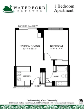 Floorplan of Waterford Estates, Assisted Living, Hazel Crest, IL 1