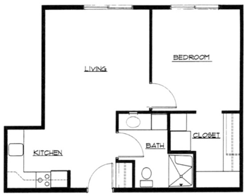 Floorplan of Mill Ridge Village, Assisted Living, Milton, WA 1