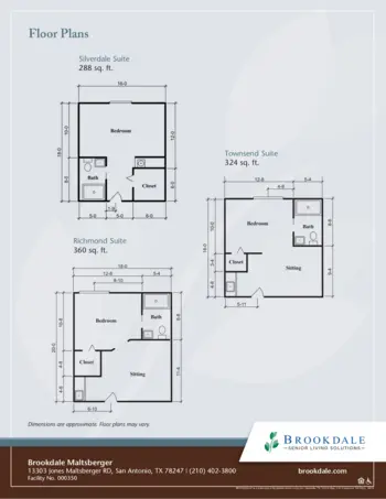 Floorplan of Brookdale Maltsberger, Assisted Living, San Antonio, TX 1