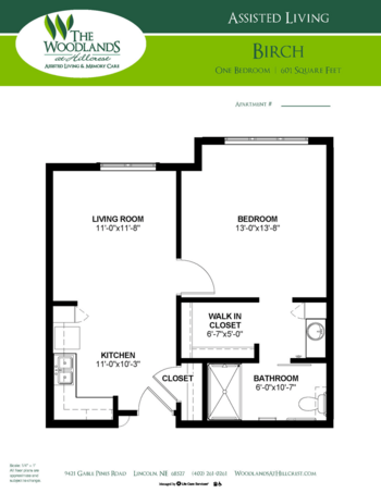Floorplan of The Woodlands at Hillcrest, Assisted Living, Memory Care, Lincoln, NE 1