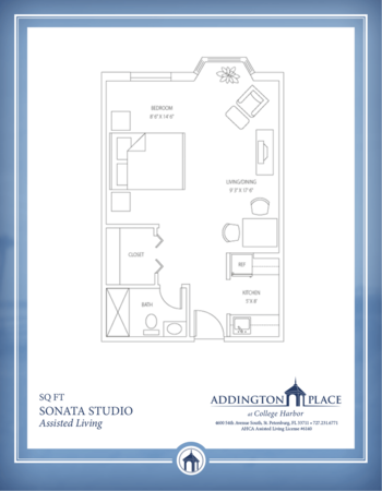 Floorplan of Addington Place at College Harbor, Assisted Living, Saint Petersburg, FL 3