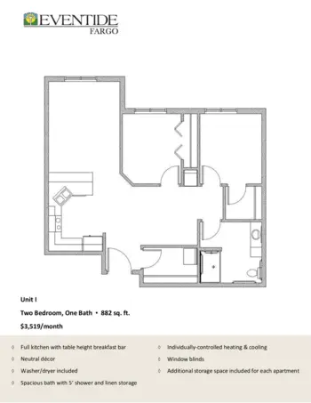 Floorplan of Eventide Fargo, Assisted Living, Fargo, ND 8