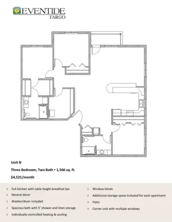 Floorplan of Eventide Fargo, Assisted Living, Fargo, ND 14