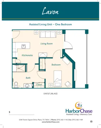 Floorplan of HarborChase of Plano, Assisted Living, Plano, TX 2