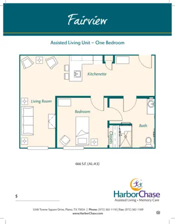 Floorplan of HarborChase of Plano, Assisted Living, Plano, TX 3