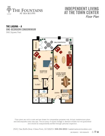 Floorplan of The Fountains at Sea Bluffs, Assisted Living, Dana Point, CA 1