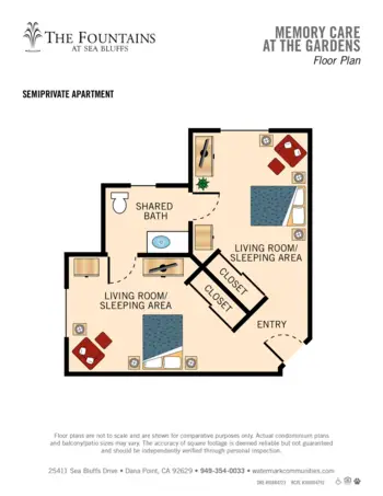 Floorplan of The Fountains at Sea Bluffs, Assisted Living, Dana Point, CA 16