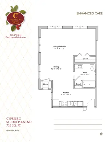 Floorplan of Cherrywood Pointe of Plymouth, Assisted Living, Memory Care, Plymouth, MN 10