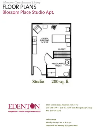 Floorplan of Edenton Retirement Community, Assisted Living, Frederick, MD 1