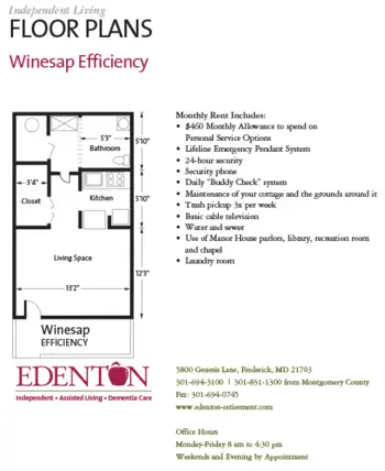 Floorplan of Edenton Retirement Community, Assisted Living, Frederick, MD 8