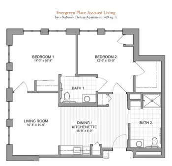 Floorplan of Evergreen Place of Orland Park, Assisted Living, Orland Park, IL 1