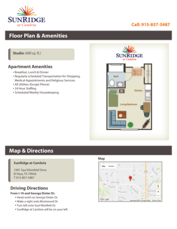 Floorplan of Sunridge at Cambria, Assisted Living, El Paso, TX 3