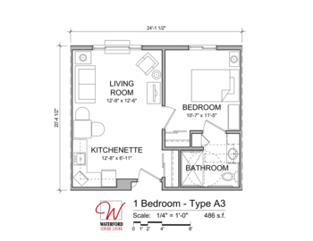 Floorplan of Waterford Senior Living, Assisted Living, Memory Care, Waterford, WI 4