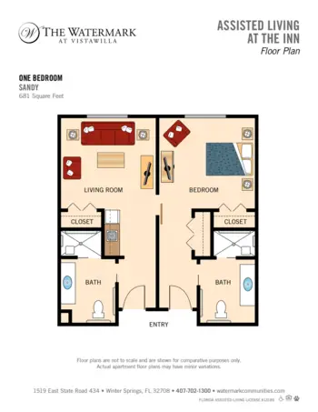 Floorplan of The Watermark at Vistawilla, Assisted Living, Winter Springs, FL 5