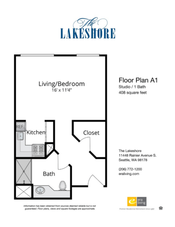 Floorplan of Lakeshore, Assisted Living, Seattle, WA 1