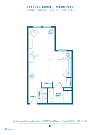 Floorplan of Markham House, Assisted Living, Portland, OR 1