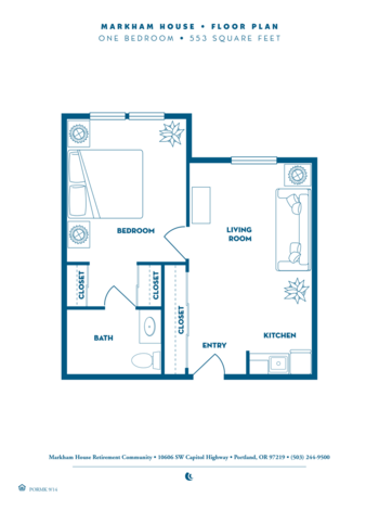Floorplan of Markham House, Assisted Living, Portland, OR 3