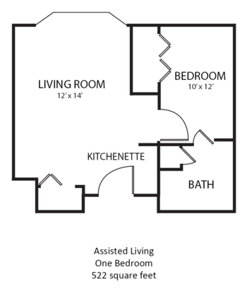 Floorplan of The Waterford at Ames, Assisted Living, Ames, IA 1