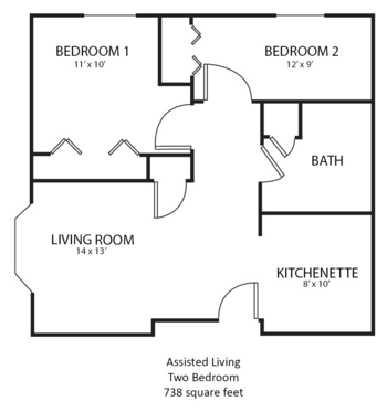 Floorplan of The Waterford at Ames, Assisted Living, Ames, IA 3