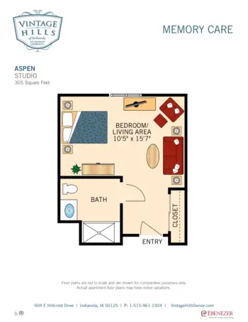 Floorplan of Vintage Hills of Indianola, Assisted Living, Memory Care, Indianola, IA 8