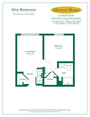 Floorplan of Allerton House at Harbor Park, Assisted Living, Hingham, MA 1
