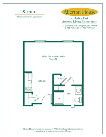 Floorplan of Allerton House at Harbor Park, Assisted Living, Hingham, MA 2