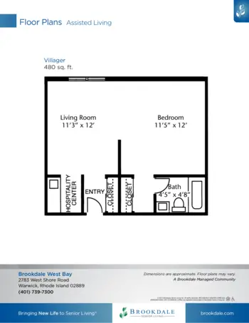 Floorplan of Brookdale West Bay, Assisted Living, Memory Care, Warwick, RI 4