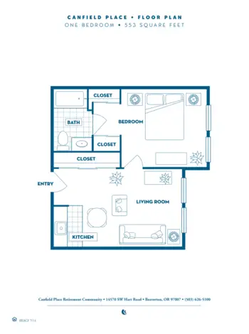 Floorplan of Canfield Place Retirement Community, Assisted Living, Beaverton, OR 1