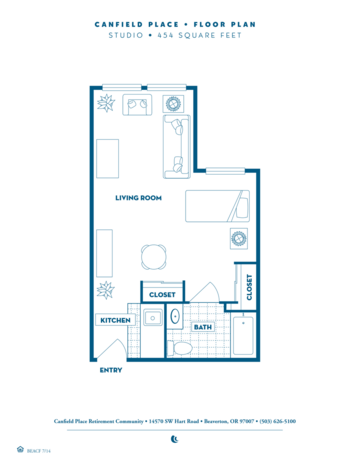Floorplan of Canfield Place Retirement Community, Assisted Living, Beaverton, OR 3
