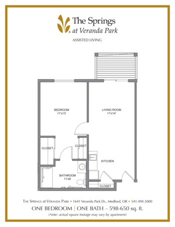 Floorplan of The Springs at Veranda Park, Assisted Living, Medford, OR 1