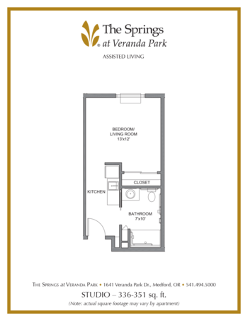 Floorplan of The Springs at Veranda Park, Assisted Living, Medford, OR 4