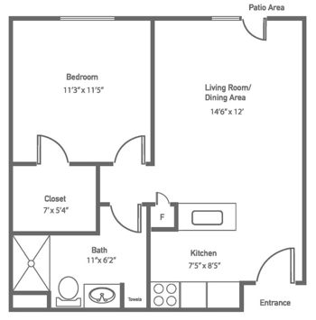Floorplan of Brookstone Suites of Effingham, Assisted Living, Effingham, IL 1
